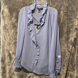 White House Black Market Violet Ruffled Blouse